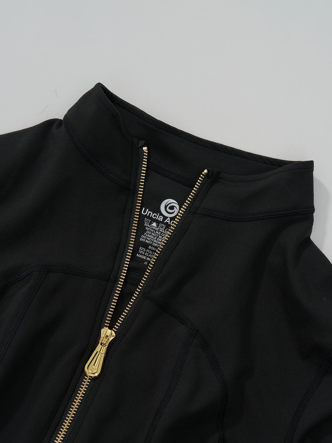 [Gold Zipper](Gardenia Fragrance)Women's Sporty Sweatsuit Set, Golden Zipper Jacket with Pockets & Yoga Pants, Thumbholes Design, Casual Wear for Women, Sweatsuit Outfits