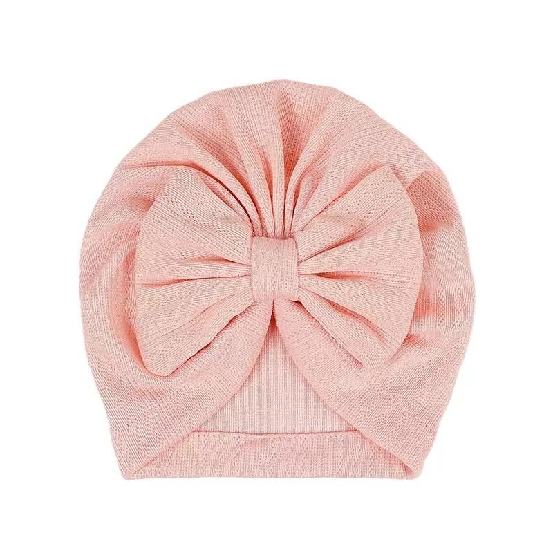 Spring Autumn Embroidered Headband Cap with Bow Decor, Suitable for 1-12 Months Baby Girls Boys, Knitted Hand Sewn Elastic Fabric