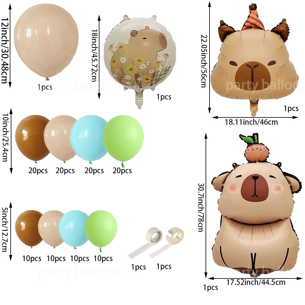 126 Piece Capybara Birthday Balloon Arch, Forest Style Party Decor, Includes Alum Foil and Latex Balloons, Perfect for Birthdays and Events