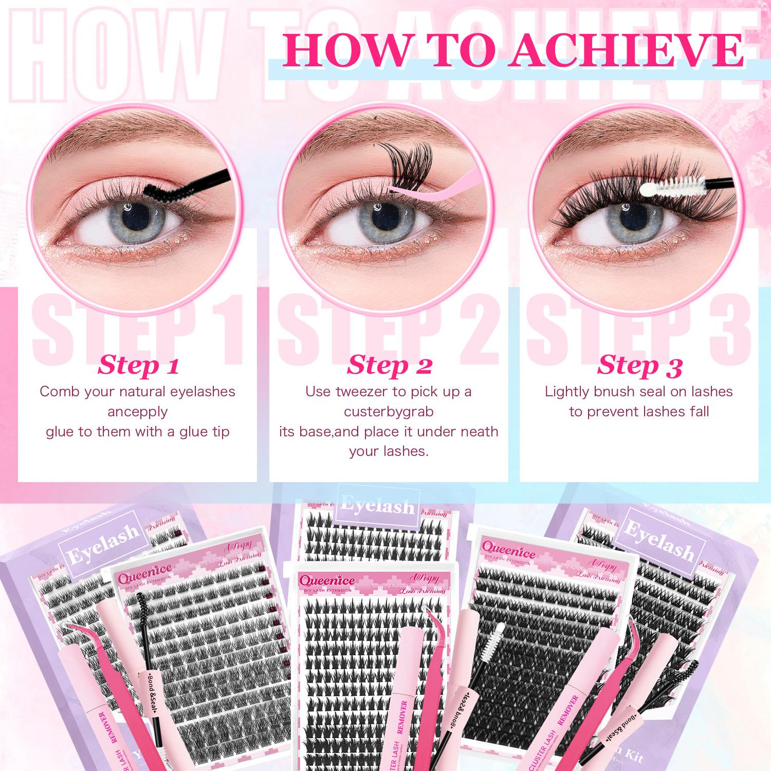 Lash Clusters with Spike Manga Wet Look Lash Clusters Kit Spiky Lash Extension Individual Lashes Cluster Eyelash Extensions Manga Lashes Clusters Wispy Eyelash Clusters