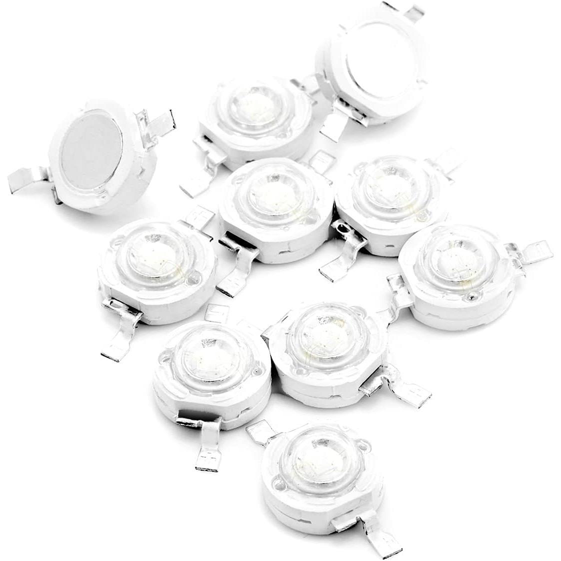 10-Count High-Power LED Chip Integrated Panel, 3W SMD COB Light Emitter Components with Bright Emission, Double Wire, 400mA-500mA, DC 3V-3.4V for DIY Home Improvement Lighting Accessories