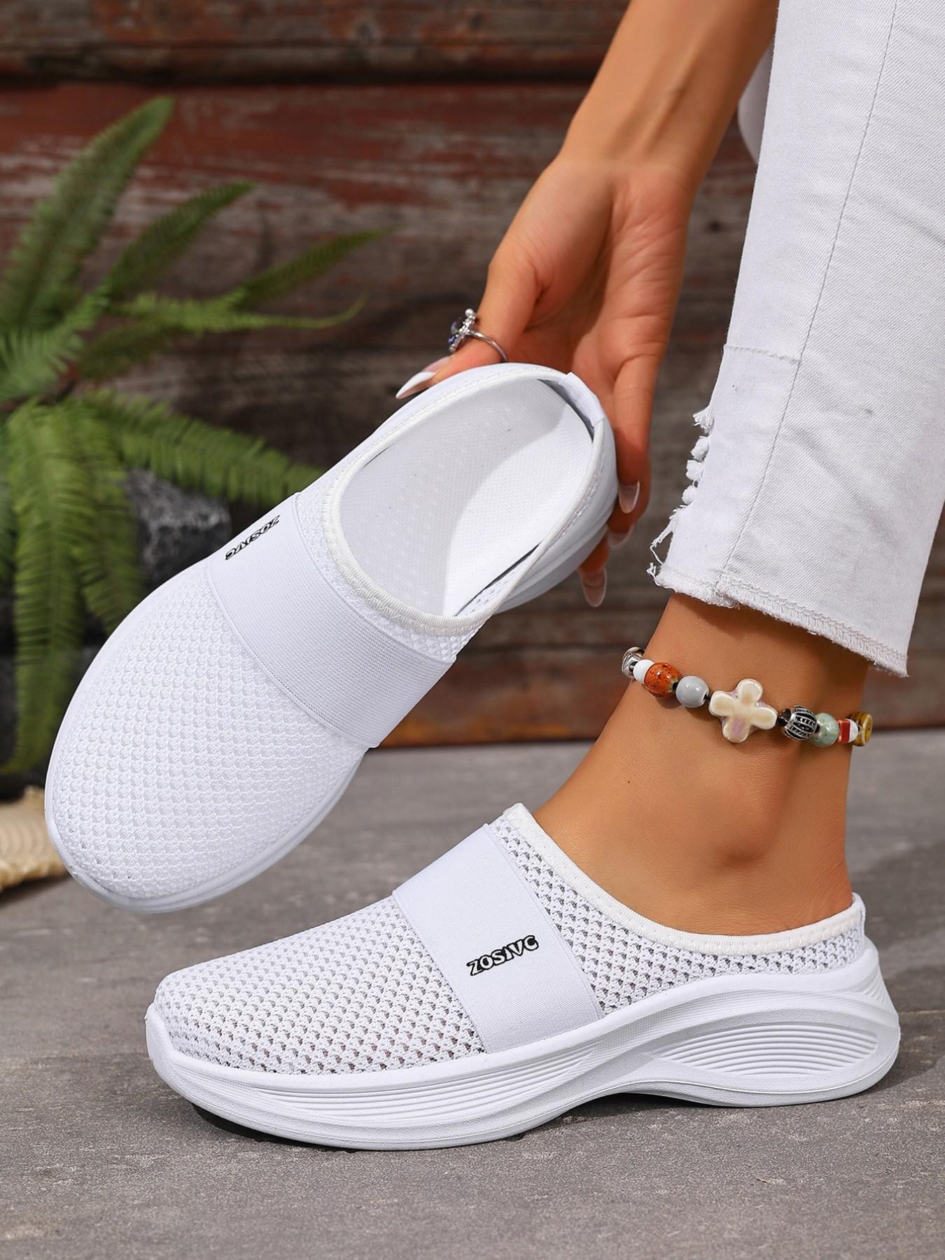 Women's Casual Sports Shoes, One-Click Slip-On, Spring Summer Beach Vacation Travel, Breathable Mesh, Comfortable Fit, Walking Shoes