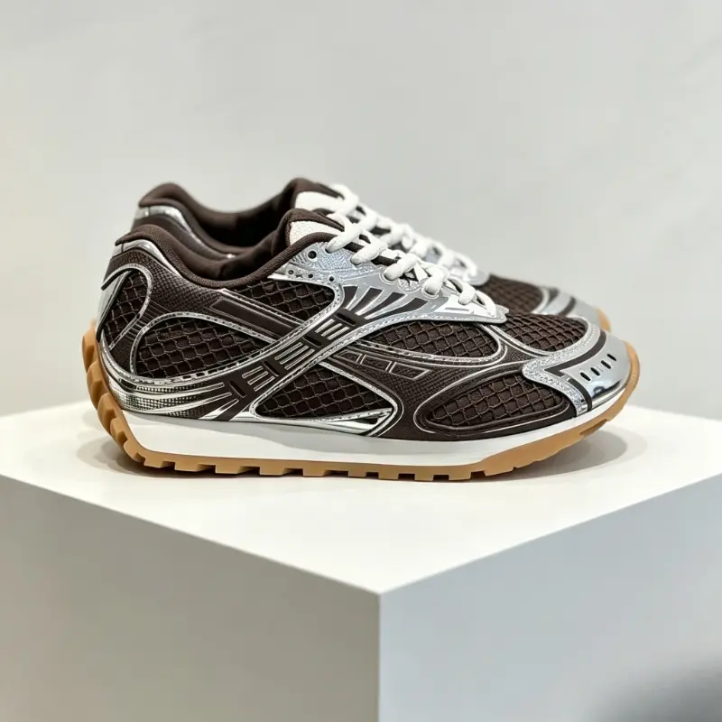 Y2K Retro Mesh Running Sneakers for Men Women Metallic Silver Panel Gum Rubber Outsole Breathable Lightweight Cushioned Walking Trainers Non Slip Shock Absorbing Casual Streetwear Low Top Sport Footwear Vintage Athletic Shoes