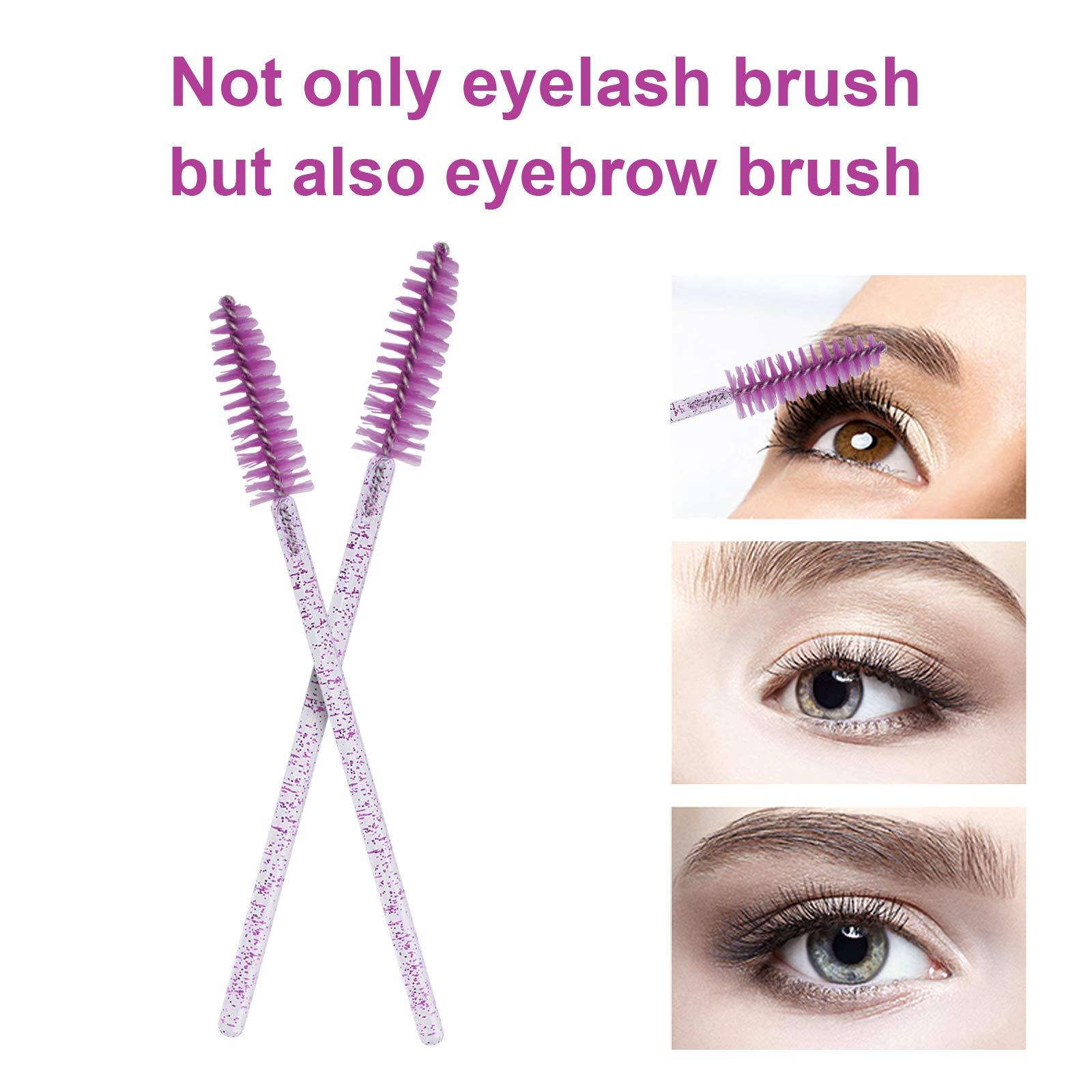 200/100/50/10pcs Eyelash Brushes with Container, Bendable Disposable Brow Wands, Crystal Castor Oil Brush for False Lashes, Cosmetic Brush