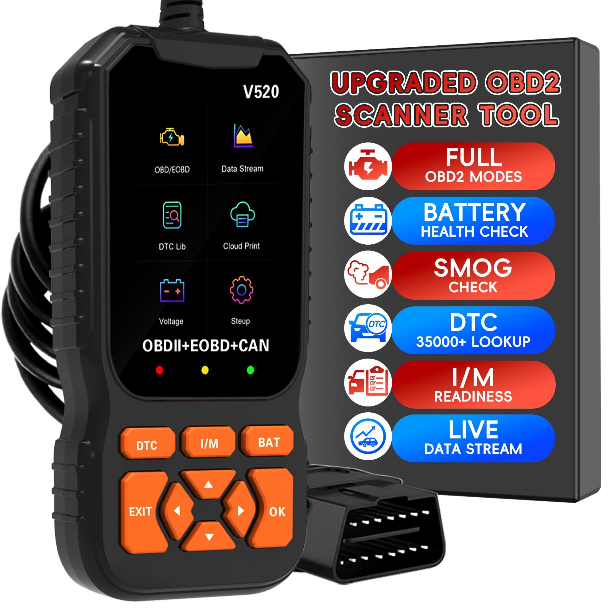 Professional Obd2 Scanner Diagnostic Tool, Digital Automotive Tester, Car Engine Code Reader & Reset, Battery Life Monitor, Car Battery Tester, Obdii/eobd Test Tool for Vehicles Post-1996