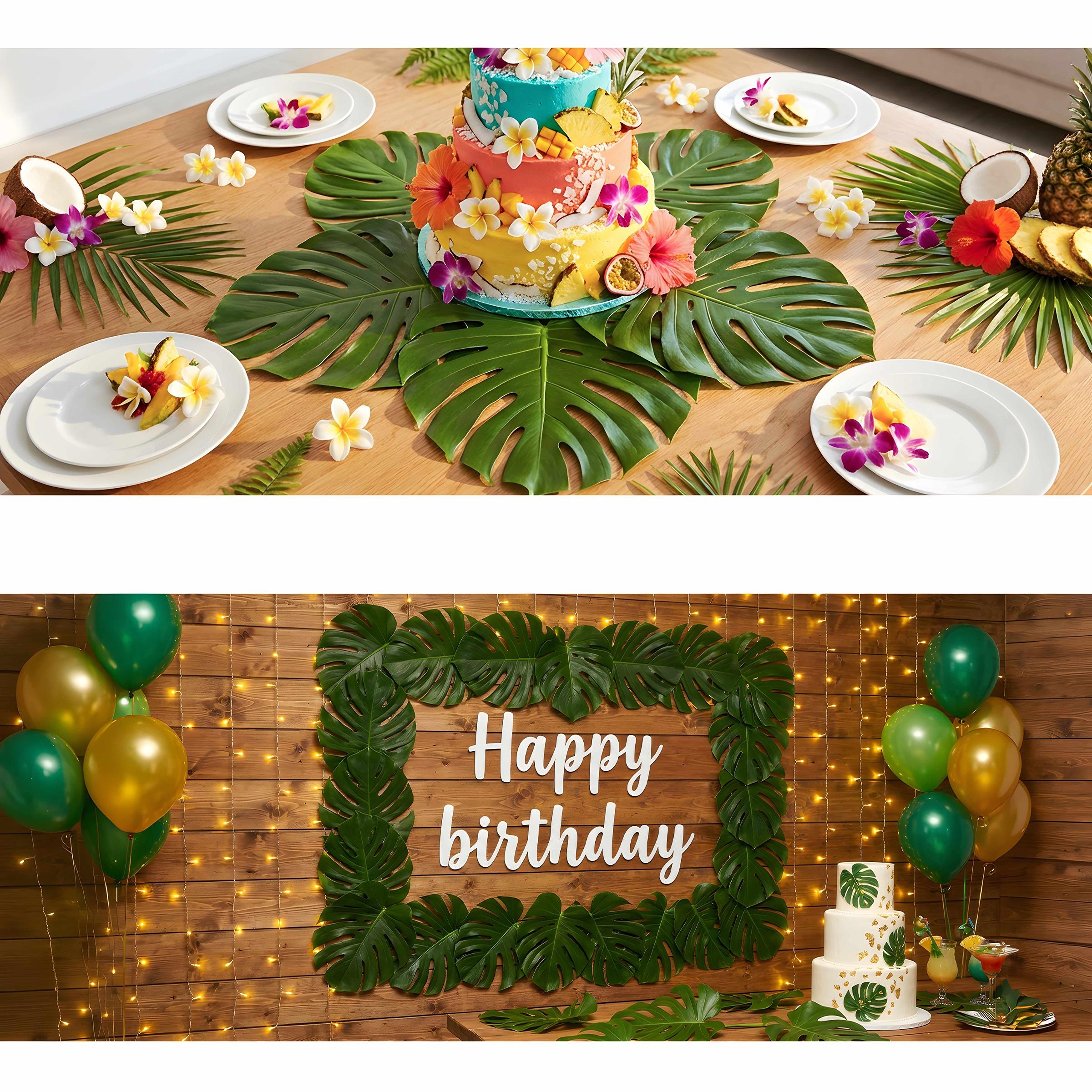 30pcs Palm Leaf Artificial Tropical Monstera Leaves, Hawaiian Party Table Decor, Wedding Birthday Theme, Plant Party Decoration, Artificial Plants, Decorative Artificial Plants, Decorative Fake Plants