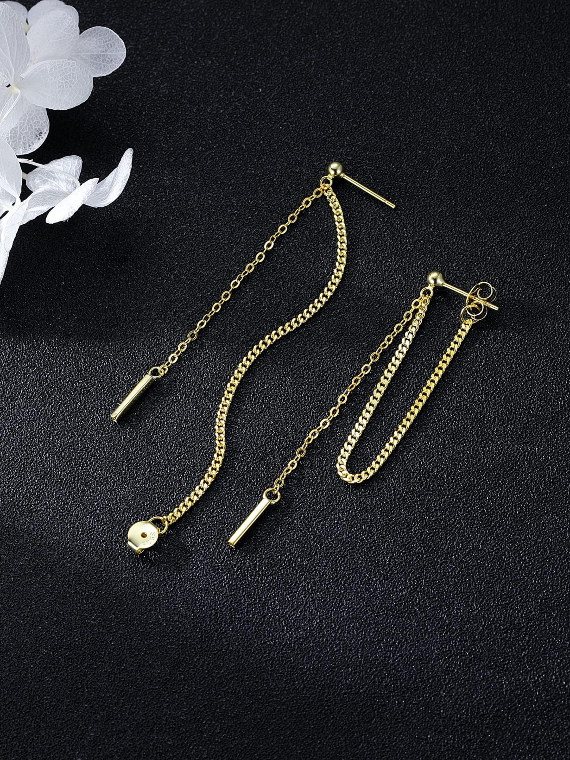 Long Tassel Earrings Stainless Steel Fashion Jewelry for Women Titanium Steel Long Bead Tassel Earrings, Stylish Accessory