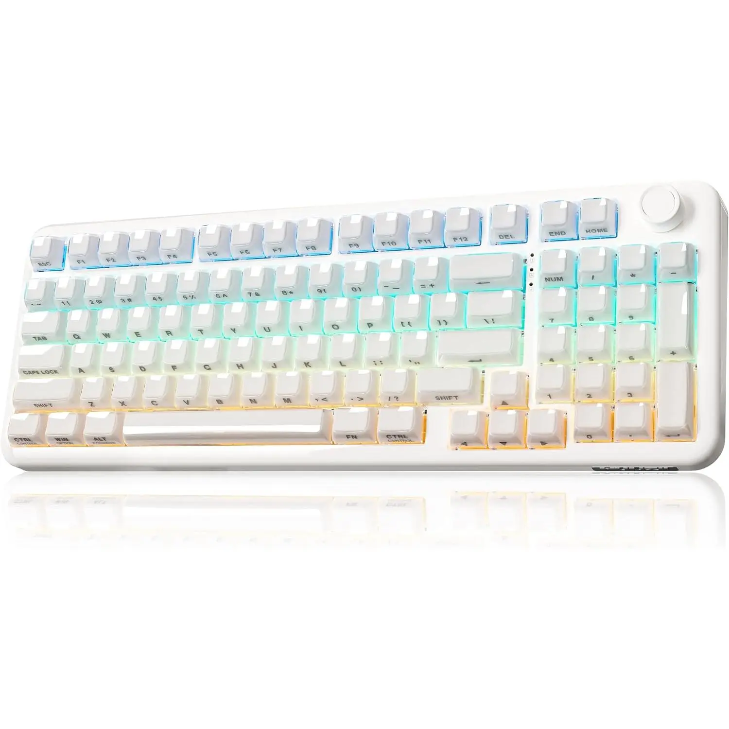 X98 Series 96% Layout Hot Swap Mechanical Keyboard with Knob (Milky White, ABS+PC Jelly Caps) - Multi-Mode BT5.0/USB-C/2.4G, RGB Full Gasket Mount, QMK/VIA Programmable