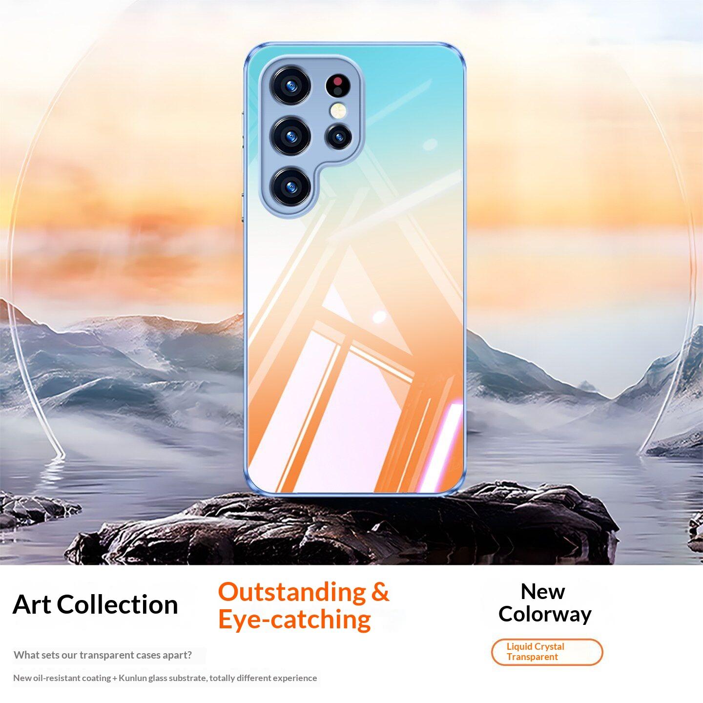 Samsung Galaxy S26 S24 S25 Ultra rainbow phone case, liquid crystal transparent frosted ice feeling ultra-thin fashion gradient protective case