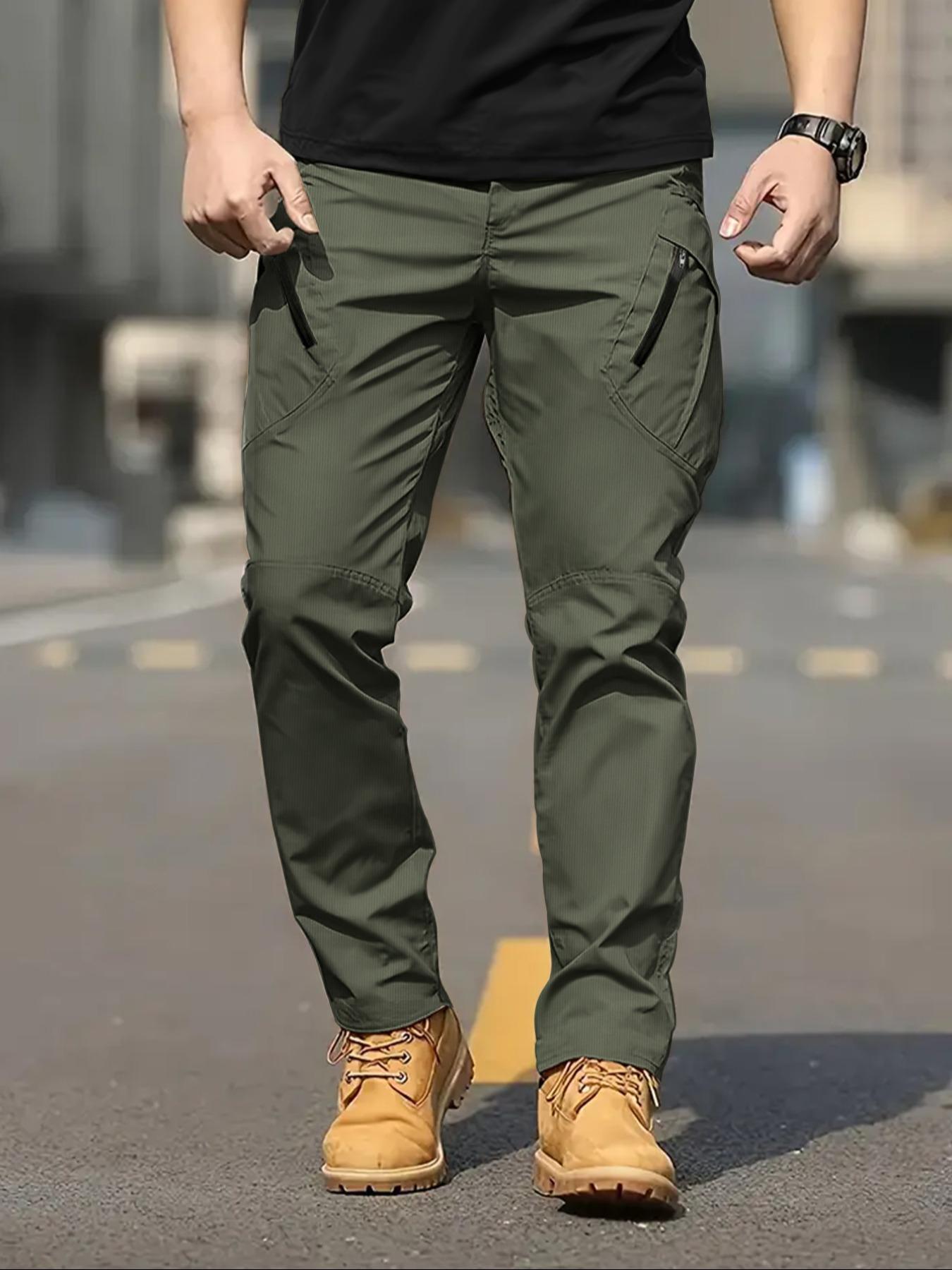 Men's Solid Color Flap Pocket Zipper Fly Cargo Pants without Belt Accessories, Casual Comfy Button Fly Trousers for Daily Wear, Men's Bottoms for All Seasons, Menswear, Plain
