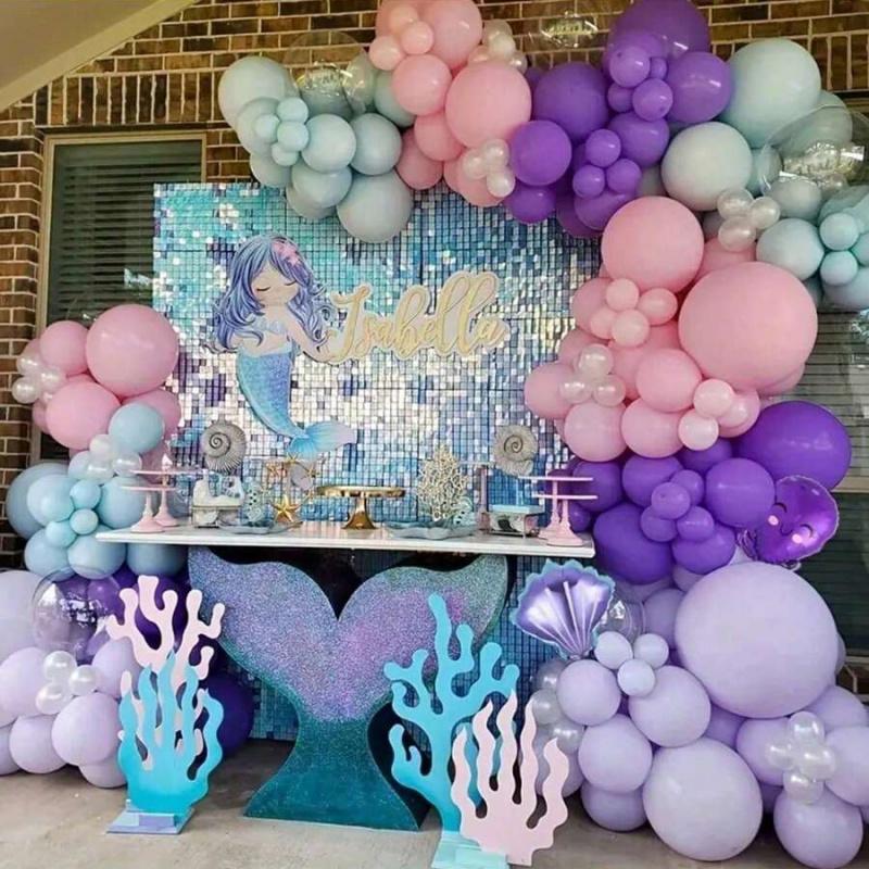 202 Piece Mermaid Balloon Garland Set, Balloon Arch Decoration, Party Balloons Decorations, Perfect for Birthday, Baptism, Wedding, Easy Installation, Indoor and Outdoor Use, Anniversary Decor