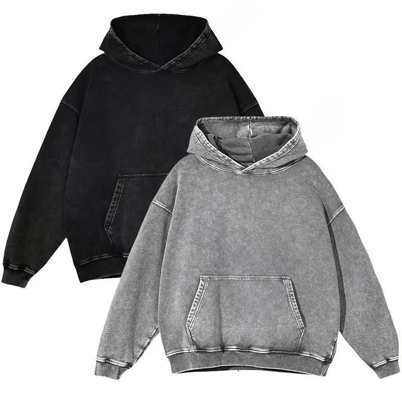 2-Pack Vintage Acid-Wash Hoodies for Couples, Unisex Oversized Heavyweight Streetwear Clothing, Great Mens Gifts,travel essentials,camping essentials, Hoodies To Buy, Cotton Blend