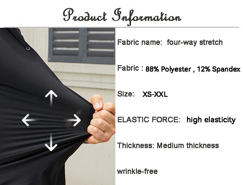 [Seamless & High-Stretch] Cross-Border Bestseller: Men's Solid-Color 4-Way Stretch Shirt - Non-Iron, Wrinkle-Resistant, European Sizing (Business Casual)