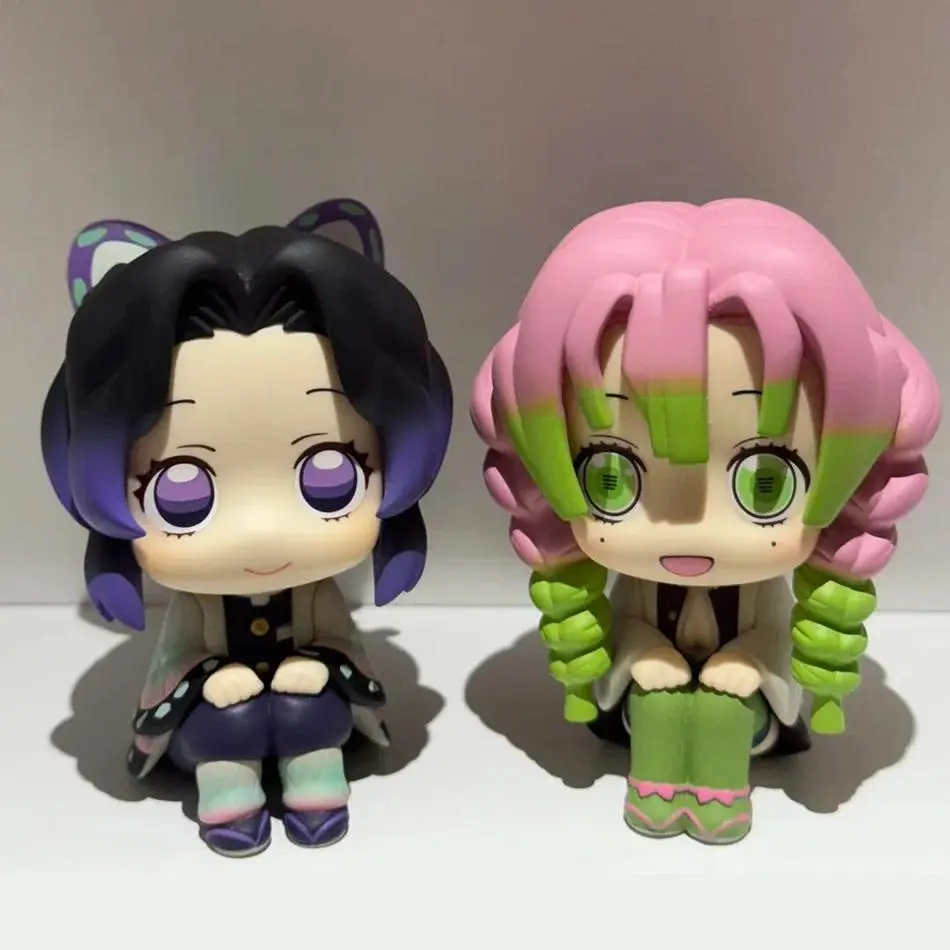 8Pcs/Set Demon Slayer Figure Toy Anime Kimetsu no Yaiba Q Version Sitting Lookup PVC Figurine Model Doll Birthday Gifts