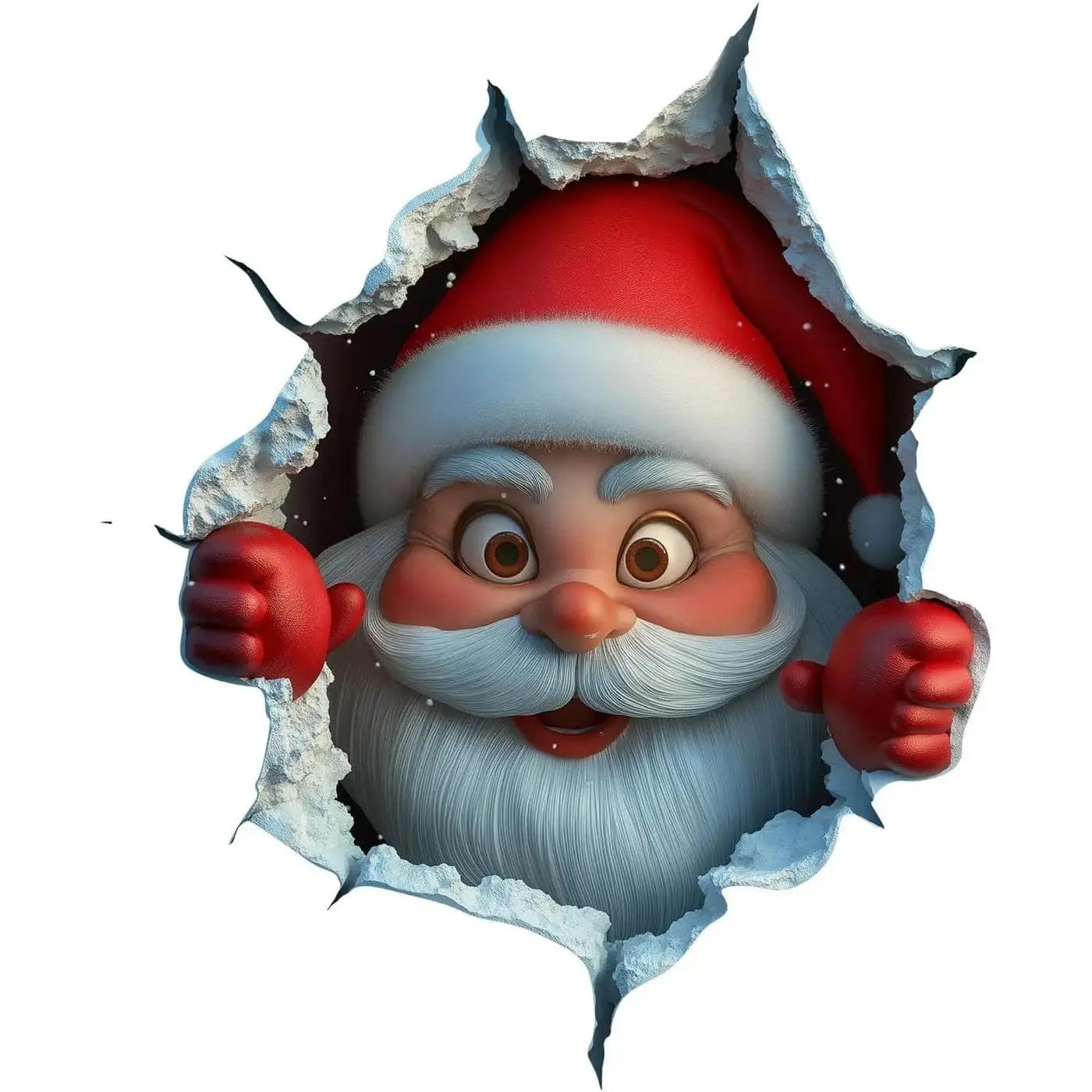3pcs Christmas Santa Face Stickers 3D Illusion Peel Off Decals Smooth Figure Shape Easy Stick Removable Festive Pack Living Room Bedroom Decor