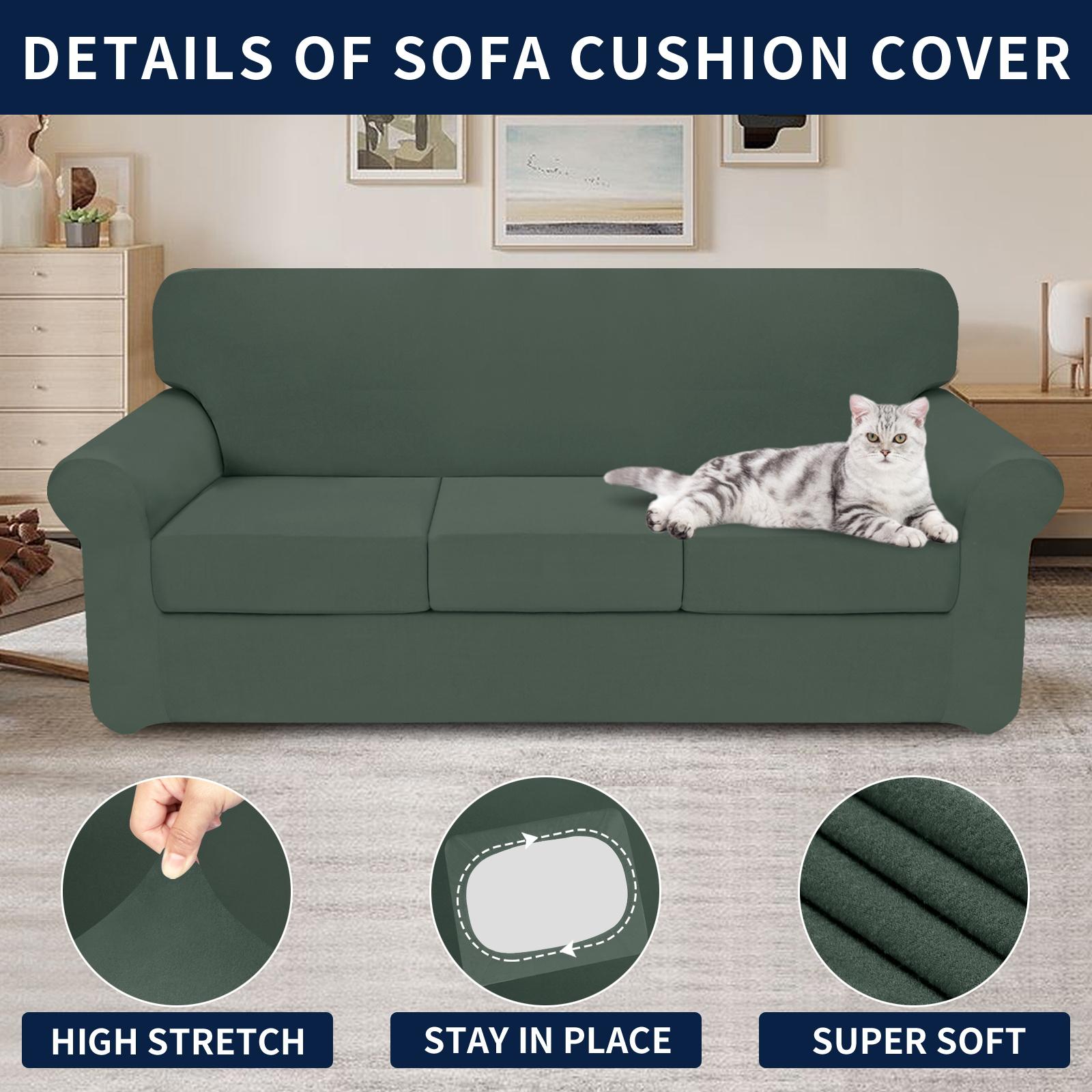 Easy-Going Stretch Soft Couch Cover for Dogs, Christmas Slipcover for Sofa with 1/2/3 Seperated Cushions, Washable Elastic Furniture Protector for Pets, Kids, Livingroom
