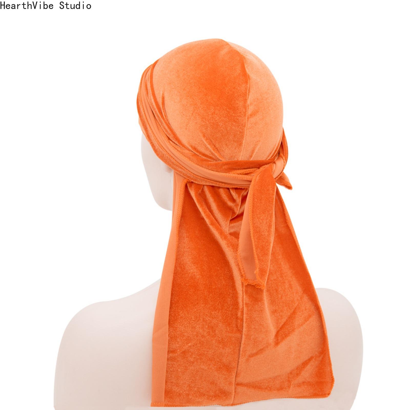 Premium Velvet Durag with Silk Satin Lining, Oversized 360 Wave Cap, 40-in Extra Long Tails, Adjustable Headwear, Hip Hop Wave Locking Unisex Streetwear Accessory for Men, Compression Headwear