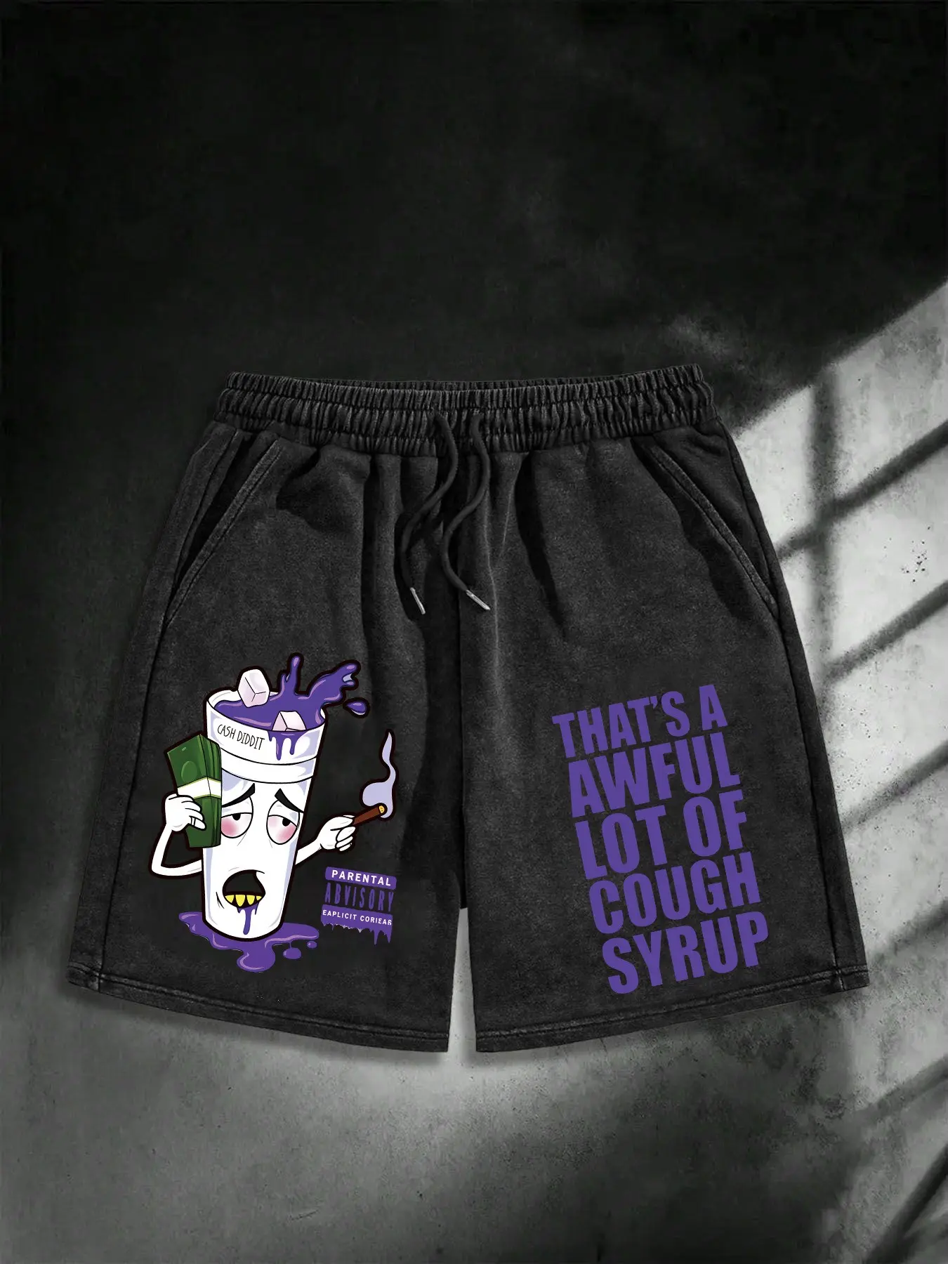 Men's Loose Shorts with Letter Print and Drawstring Waist, Casual Daily Wear, Comfortable and Stylish, Fashionable Summer Shorts, Perfect for Everyday Use