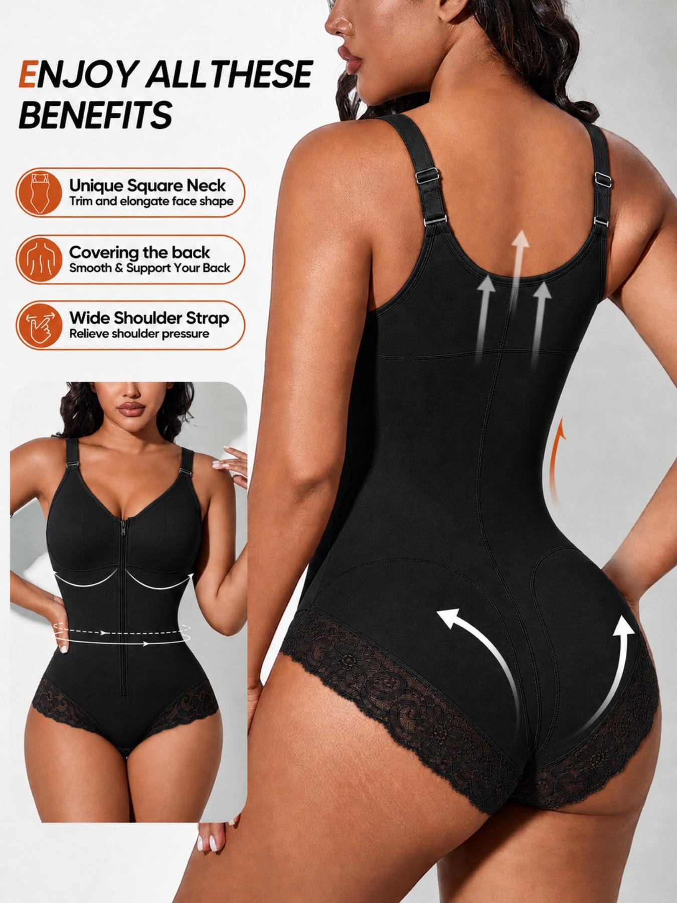 Women's Tight-Fitting Shapewear Bodysuit, Anti-Slip Shapewear, Fajas, Underwear, Compression Body Shapewear, Butt Lifting And Tummy Control Bodysuit, Colombian Shapewear, Adjustable Shoulder Straps And Crotch Zipper Full Body Shaper, Daily,Sport