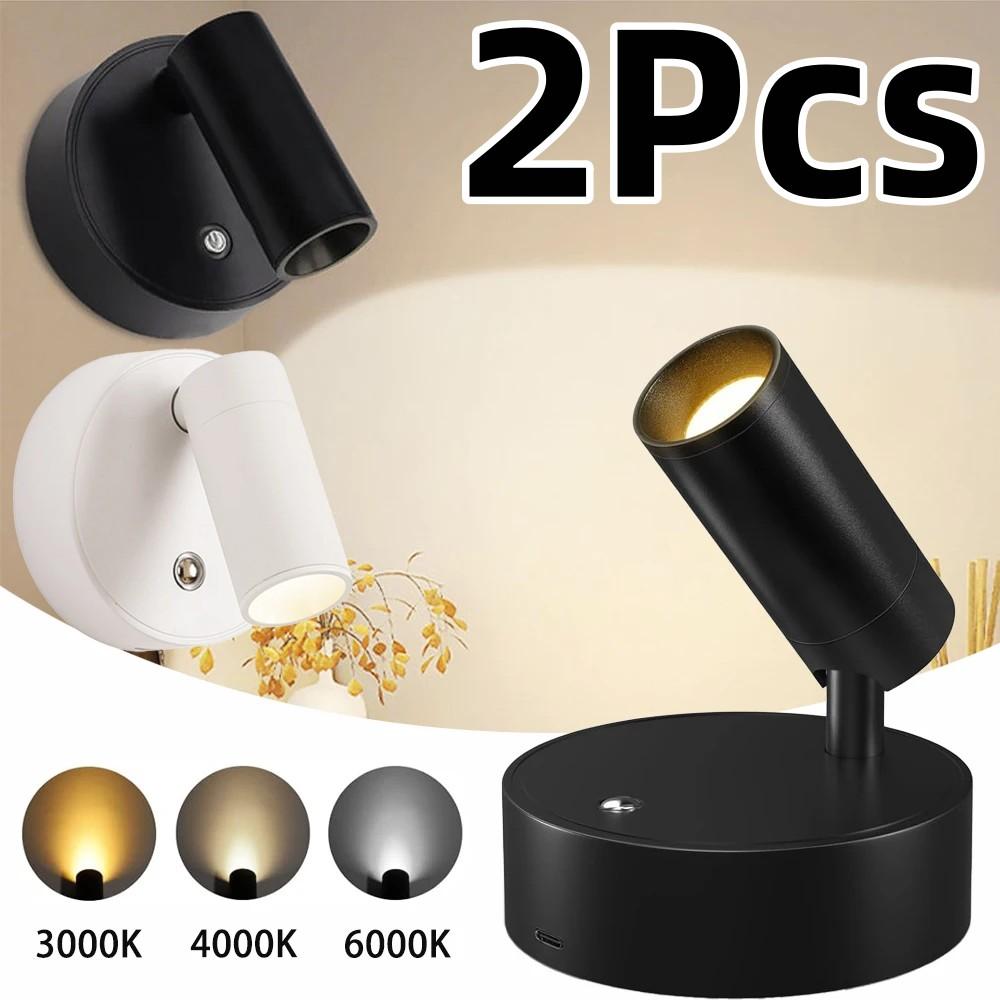 2pcs Wireless USB Rechargeable Wall Light, Magnetic Mount Night Lamp, Touch Control Dimmable Bedside Aisle Reading Light, No Drilling Required Cabinet Lamp, Indoor Lighting