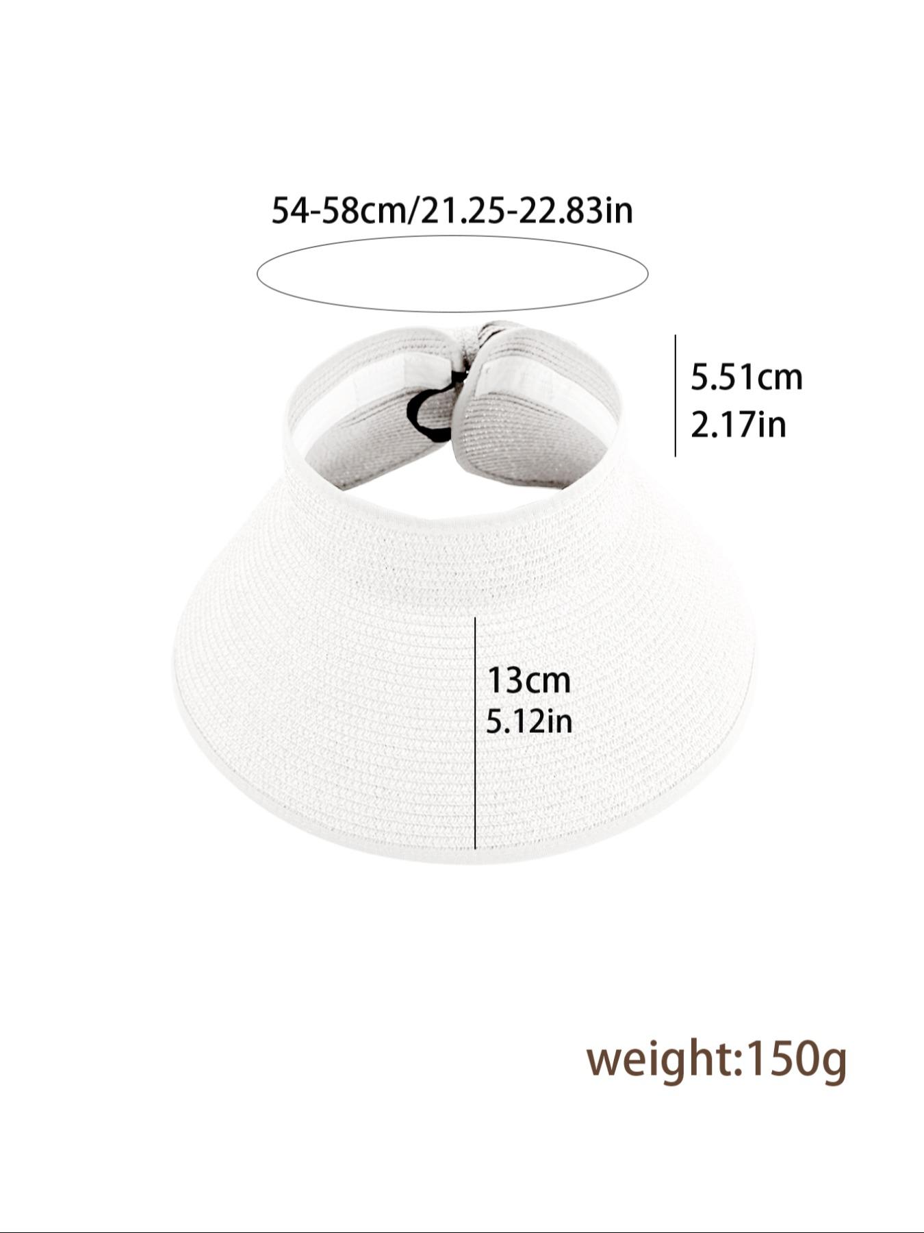 Women's Bowknot Design Straw Hat, Casual Summer Sun Braided Visor Hat for Women & Girls, Fashion Accessories for Travel Beach Vacation