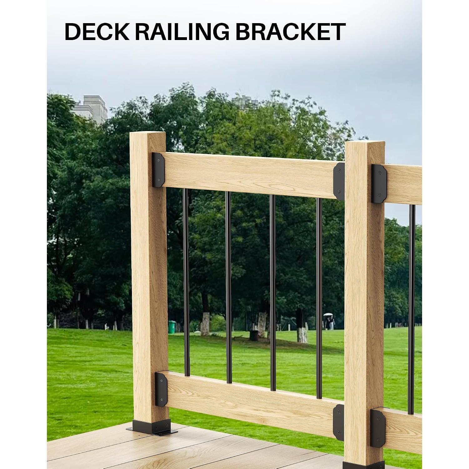 201 Stainless Steel Deck Railing Connector for 2"x4"(Actual 1.5"x3.5") |   Deck Rail Bracket to Handrail,Fence Railing Brackets, Barn and Beam end Handrail Connector