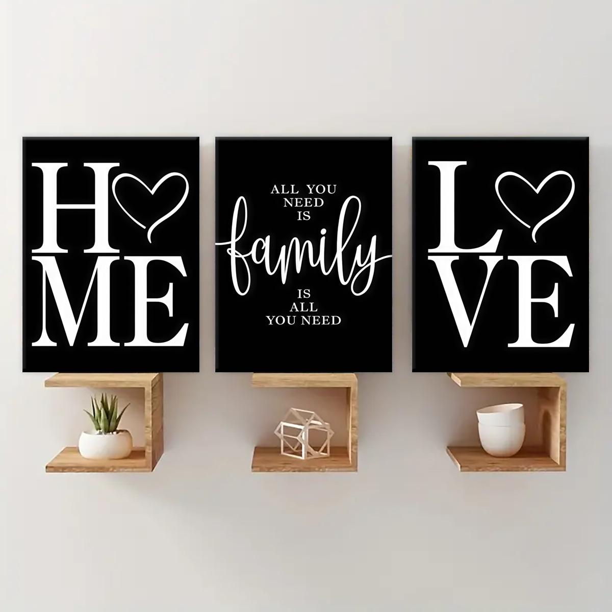 3 Counting wooden frame canvas, colorful simple family love art poster, living room decorative painting, modern art, Home, suitable for corridor and wall art, Wall Decoration, high-definition printing, waterproof artwork