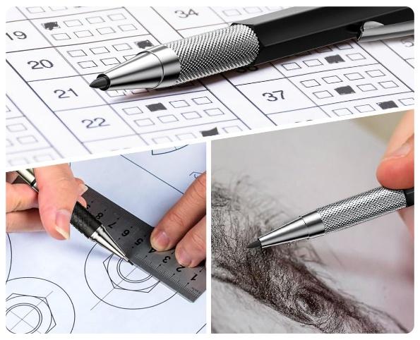 STAGEEK 37PCS Art Mechanical Pencil Set, Drafting Pencil 5 Sizes- 0.3, 0.5, 0.7, 0.9MM & 2PCS 2.0MM Mechanical Drawing Pencils with 492PCS Leads (6B 4B 2B HB 2H 4H Color) for Artist Sketching Drawing&Ballpoint Pen for Student Stationary College Essentials