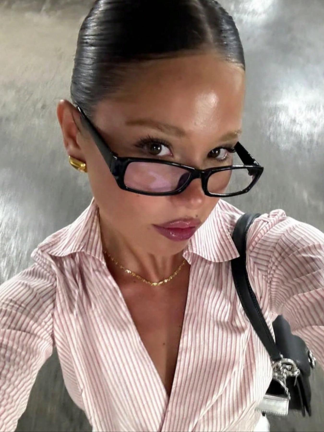 Elegant Y2K Rectangular Frame Leopard Pattern Glasses for Women, Suitable for Daily Life, Office Commute, Business Casual Wear, Fashion Eyeglasses