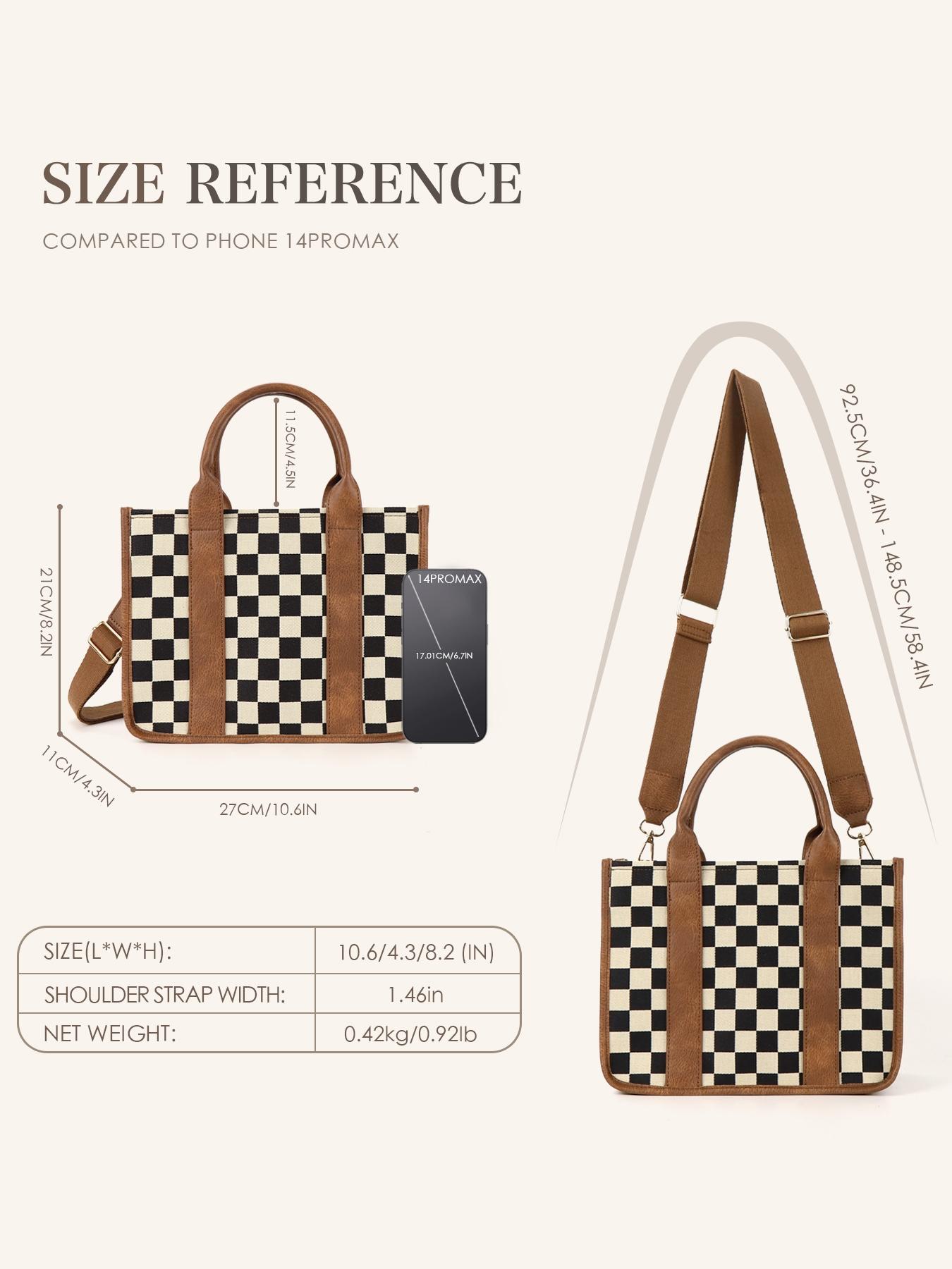 Checkerboard Pattern Tote Bag, Fashionable Canvas Classic Shoulder Bag for Women, Casual Trendy Versatile High-quality Daily Commuting Bag, Girl Fashionable Shopping Bag