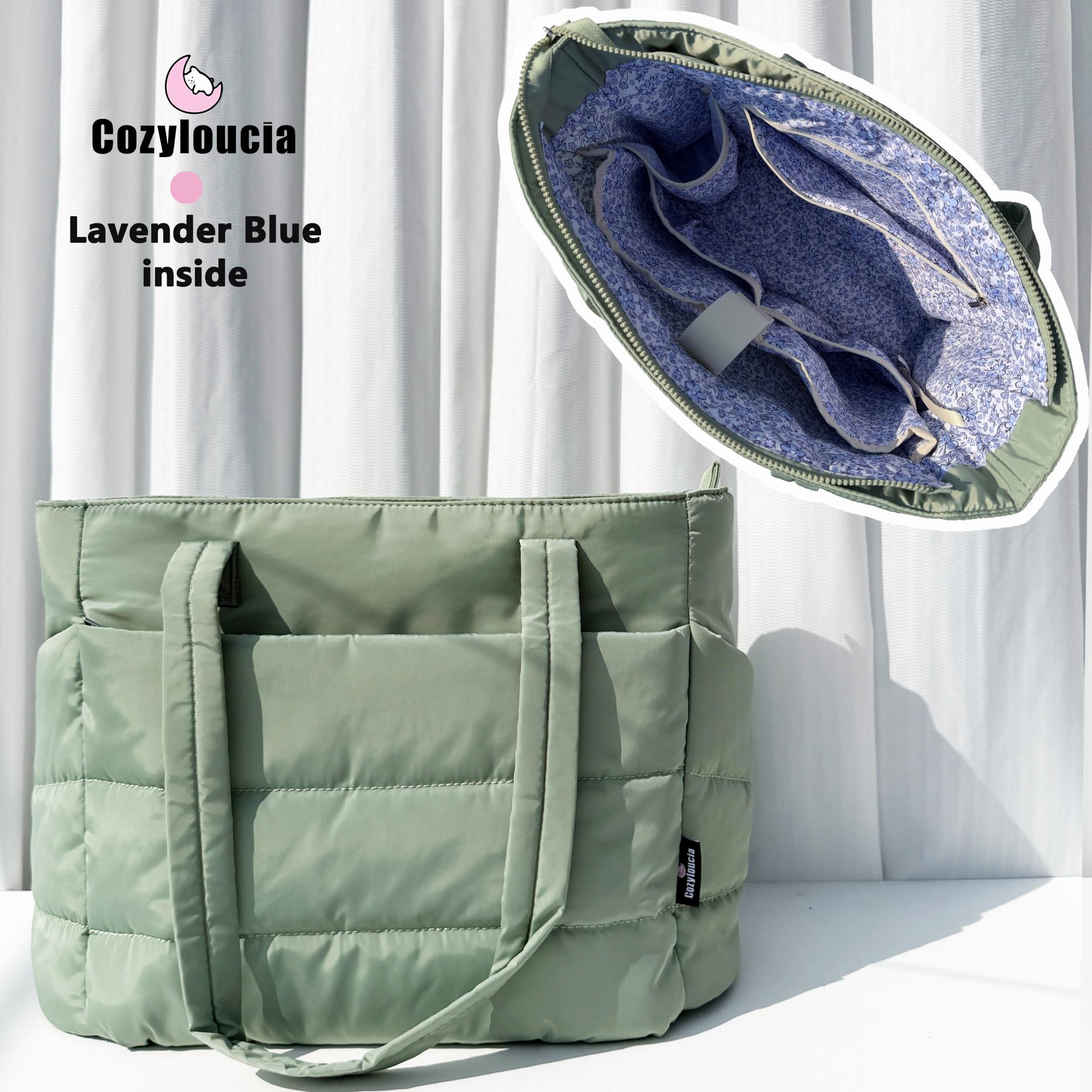 CozyLoucia Cute Puffer Tote Bag for Women Pink Flower Print Interior Laptop Shoulder Handbag, Lightweight Best Tote Bag for Work with Multiple Compartments for Travel , Work  and School ,Christmas Gift Ideas