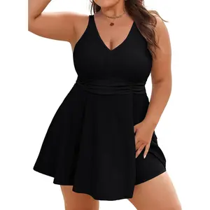 Women's Plus Size Tankini Swimsuits Two Piece Tummy Control Swim Dress Hide Belly Bathing Suits with Boyshorts