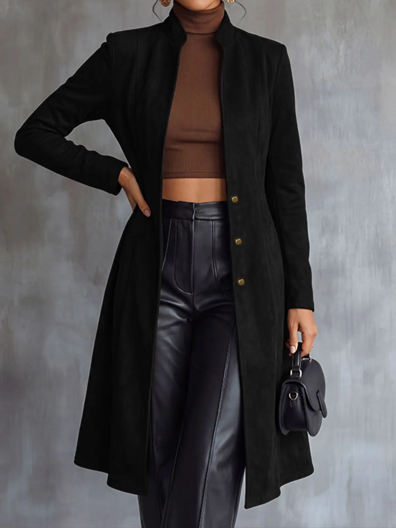ZANZEA Women's Fall Winter Fashion Stand Collar Long Sleeve Open Front Suede Vest, Loose-Fit Outerwear with Pockets, Casual Daily Commute Wear