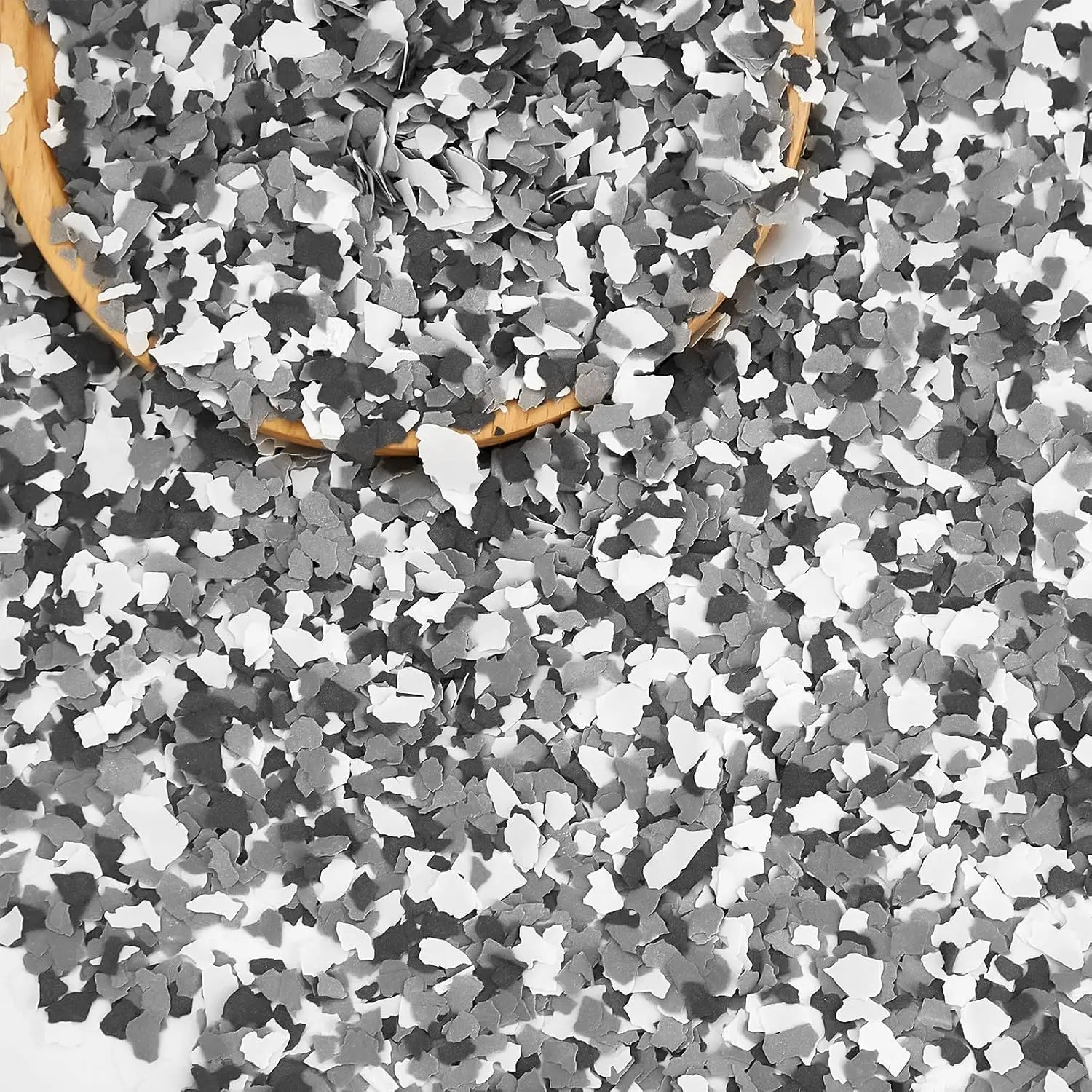 6.17 lb Epoxy Floor Flake, Black White Grey, 2-4 mm | 2.8 kg Blend Decorative Color Chip Epoxy Flakes for Garage Floor, Concrete Coating Paint Flake, Wall Interior Exterior