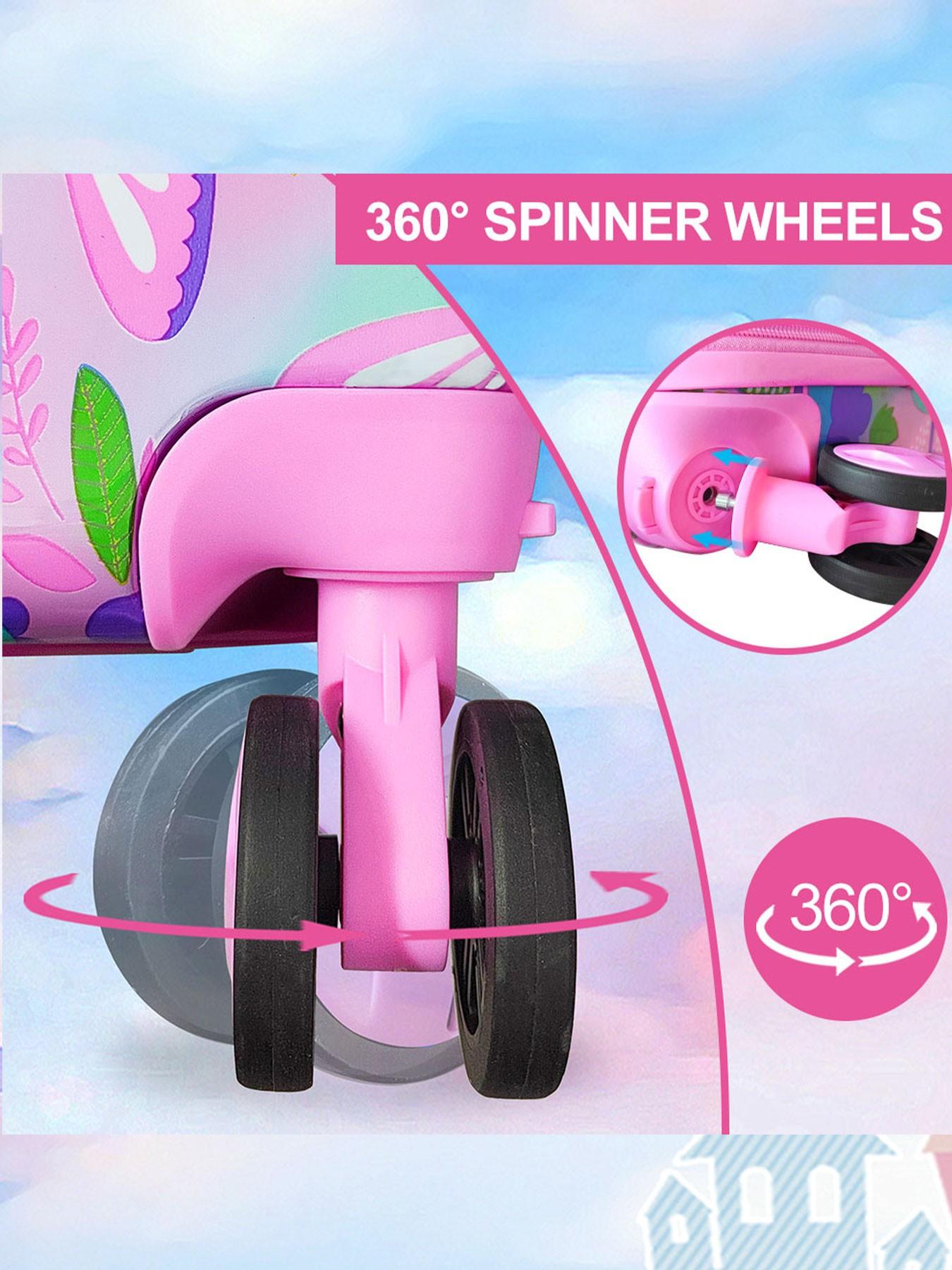 1 Set Kids Luggage Set, Cute Butterfly Print Hard Shell Suitcase with U-Shaped Neck Pillow, Lightweight Rolling Carry On Luggage for Girls, Travel Suitcase for School Trip, Vacation, Airplane