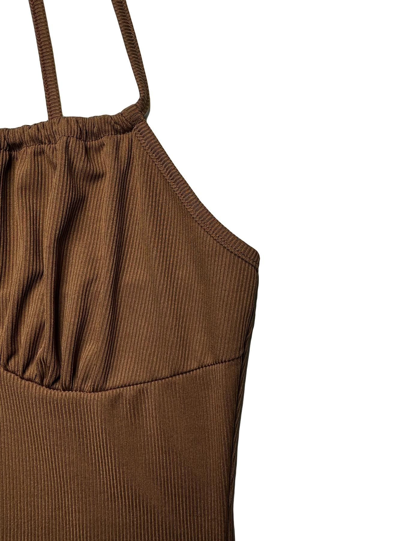 Women's Plain Ruched Tie Front Cami Dress, Elegant Sleeveless Tie Shoulder Dress for Party Dating Wear, Ladies Summer Clothes