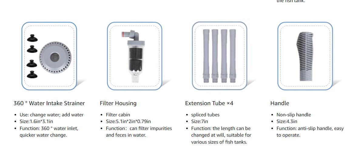 hygger 360GPH Electric Aquarium Gravel Cleaner, 5 in 1 Automatic Fish Tank Cleaning Tool Set Vacuum Water Changer Sand Washer Filter Siphon Adjustable Length Pet Supplies