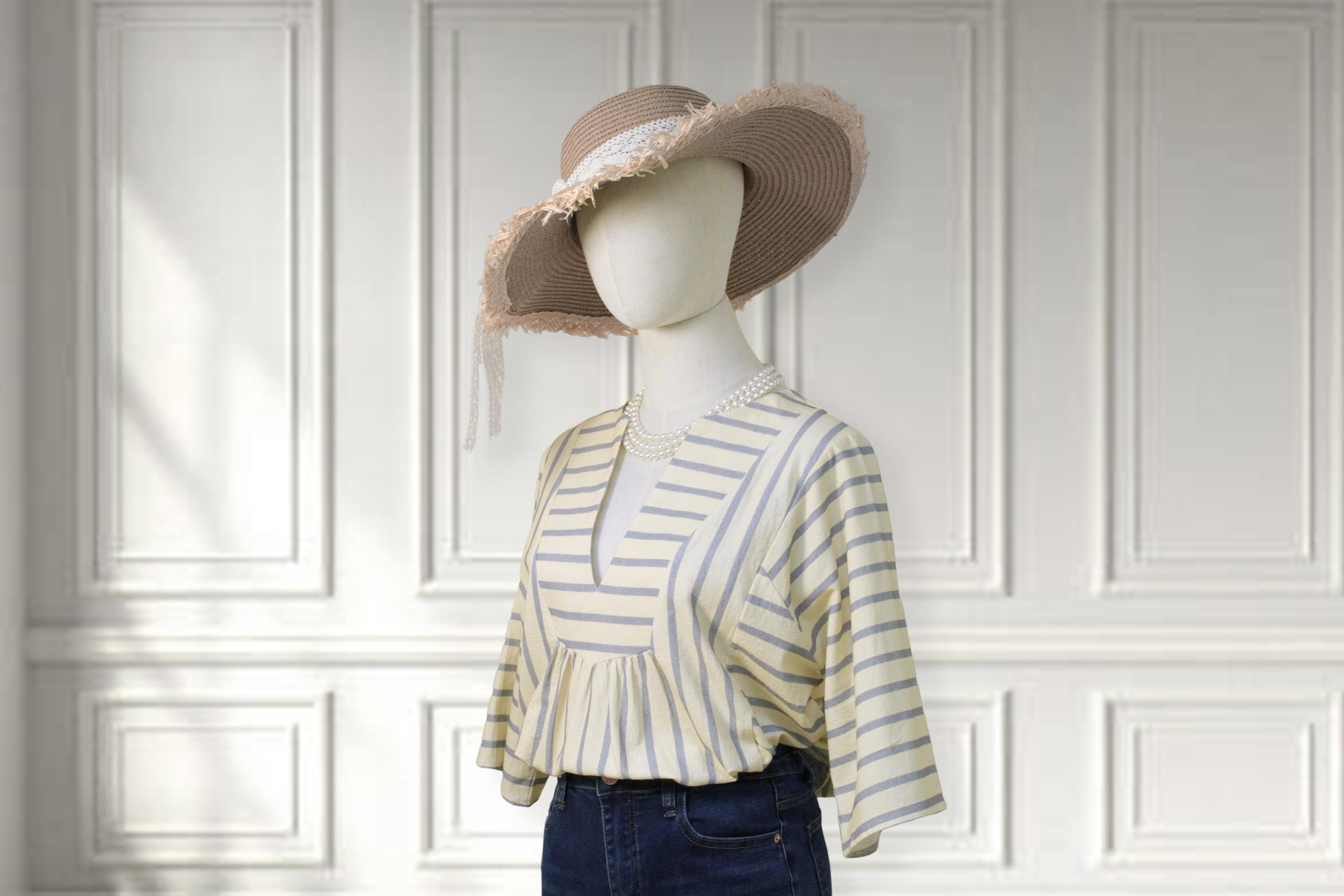 SageVell 100% Cotton Chic Striped V - Neck Breezy Spring Summer Style with Flowy Silhouette & Breathable Fabric Shirt, Elegant Blouse