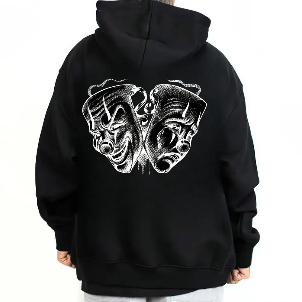 Men's Smile Now Cry Later Oversized Unisex Cotton Pullover Hoodie - Soft, Classic, Matching, Longsleeves Layer, Loose Polyester Sweatshirt, Casual Chicano Streetwear Graphic Top