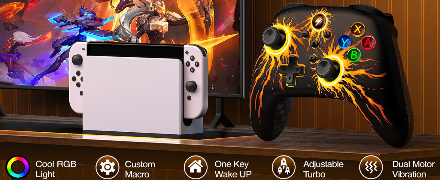 BEBONCOOL Wireless Switch Controller for Nintendo Switch Controller/Lite/OLED, LED Wired PC Game Joysticks-Wireless iOS/Android Remote, Nintendo Game Accessories Gamepads & Standard Controllers