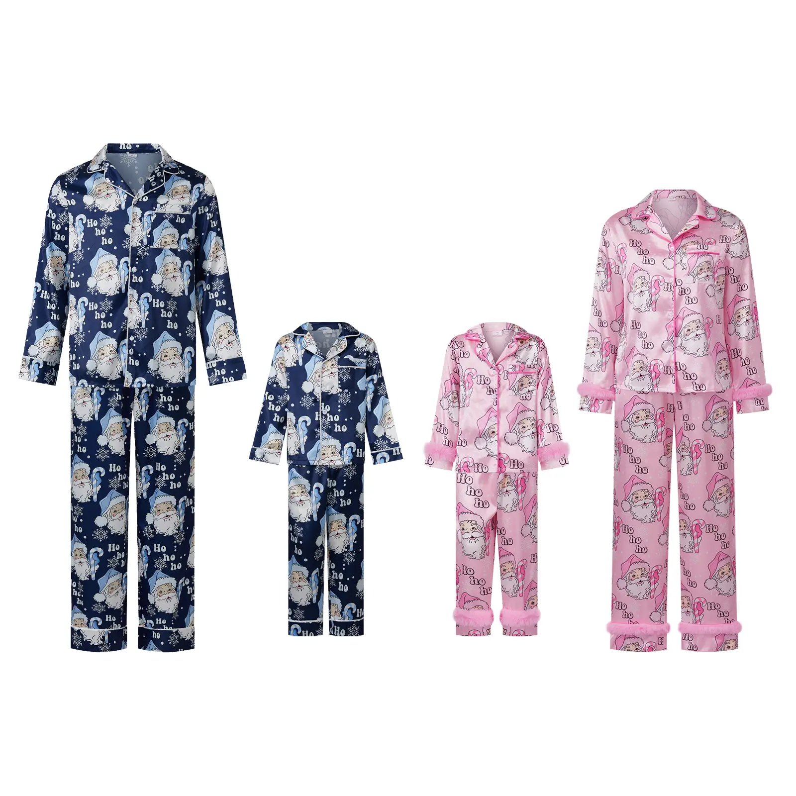 Family Matching Christmas Satin Pajamas Set - Santa Letter Print, Long Sleeve Tops & Pants Clothes for Dad, Mom & Kids Holiday Sleepwear Gift Set