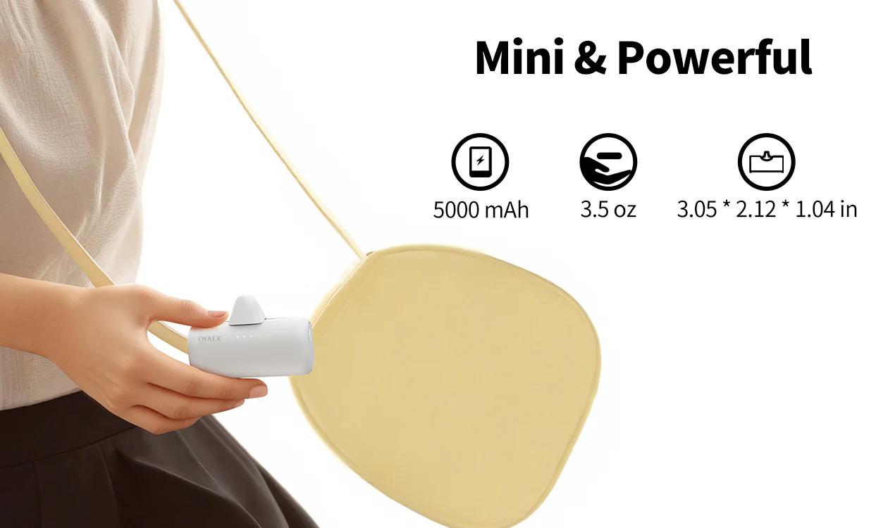 iWALK 5000mAh 2-in-1 USB-C&Lightning Portable Charger Switchable Plug Compact Fast Charging Powerbank for iPhone Samsung Android Adaptive Charging 15W Fast Charge 9 Layers Safety Protection - Chargeable, Smartphone