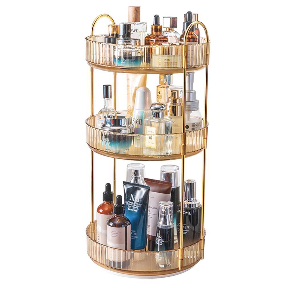 360° Rotating Makeup Organizer - Large Capacity Cosmetic and Skincare Dresser | Spinning Perfume Organizer Vanity Shelf for Makeup, Perfume, and Skincare (3 Tiers) ,Deals for you days Racks Household