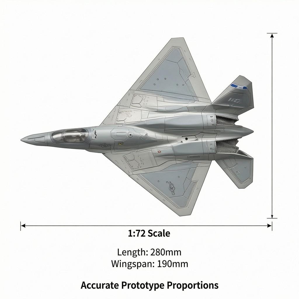 1:72 Scale Yf-23 Aircraft Model with Base, Durable Plastic, Adult Collectible, Desk Decor, Office Decoration, Gift for Aviation Enthusiasts