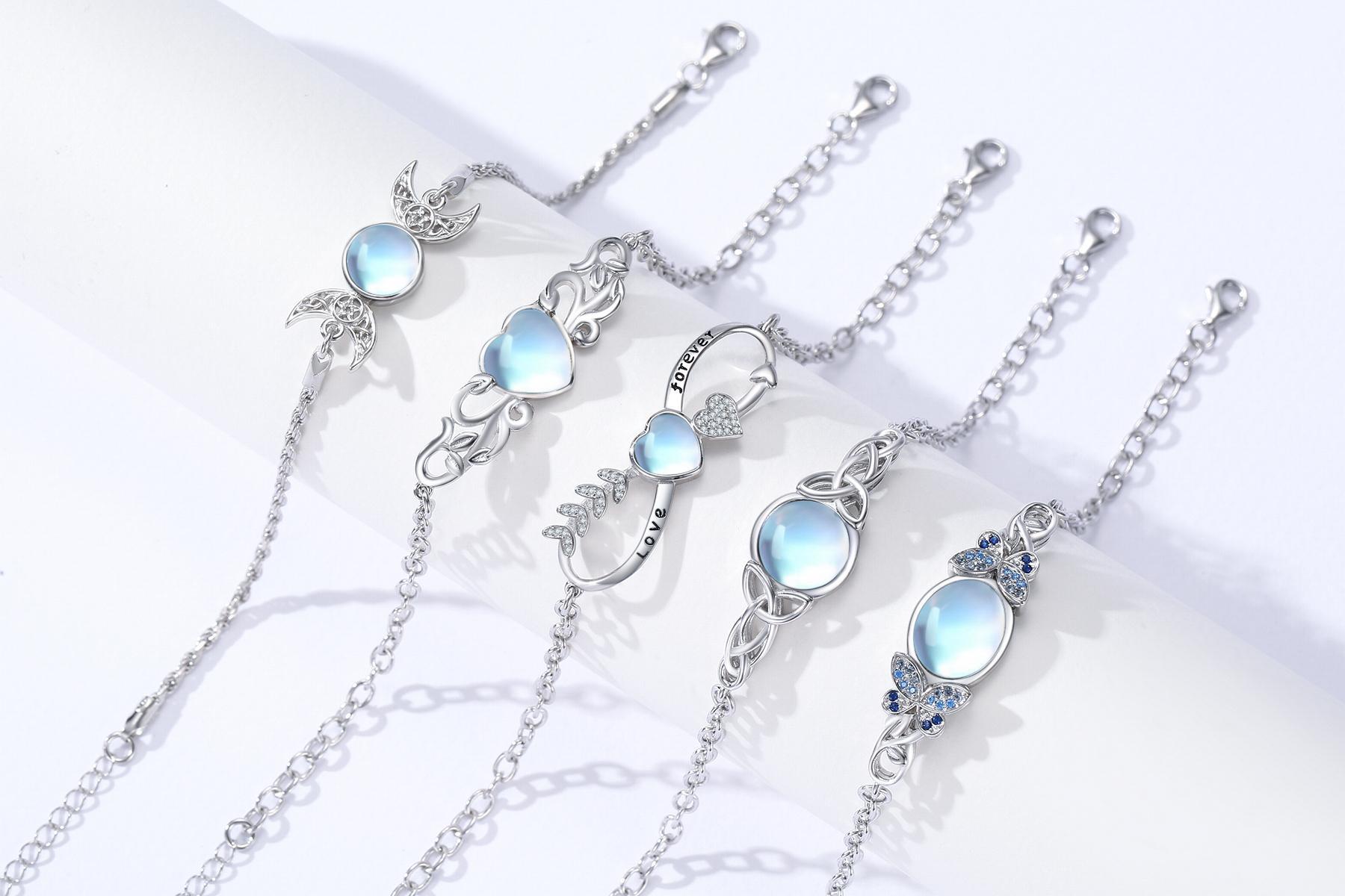 DRINSPER Moonstone & 925 Sterling Silver Elegant Bracelet, Hecate Triple Moon Goddess Bracelet, Artificial Moonstone, Pagan Wiccan Amulet Bracelet, Artificial Moonstone,Fashion Celtic Knot Crescent Moon,Elegant Jewelry Accessory for Women Girlfriend Girls DRINSPER Moonstone & 925 Sterling Silver Elegant Bracelet, Hecate Triple Moon Goddess Bracelet, Artificial Moonstone, Pagan Wiccan Amulet Bracelet, Artificial Moonstone,Fashion Celtic Knot Crescent Moon,Elegant Jewelry Accessory for Women Girlfriend Girls