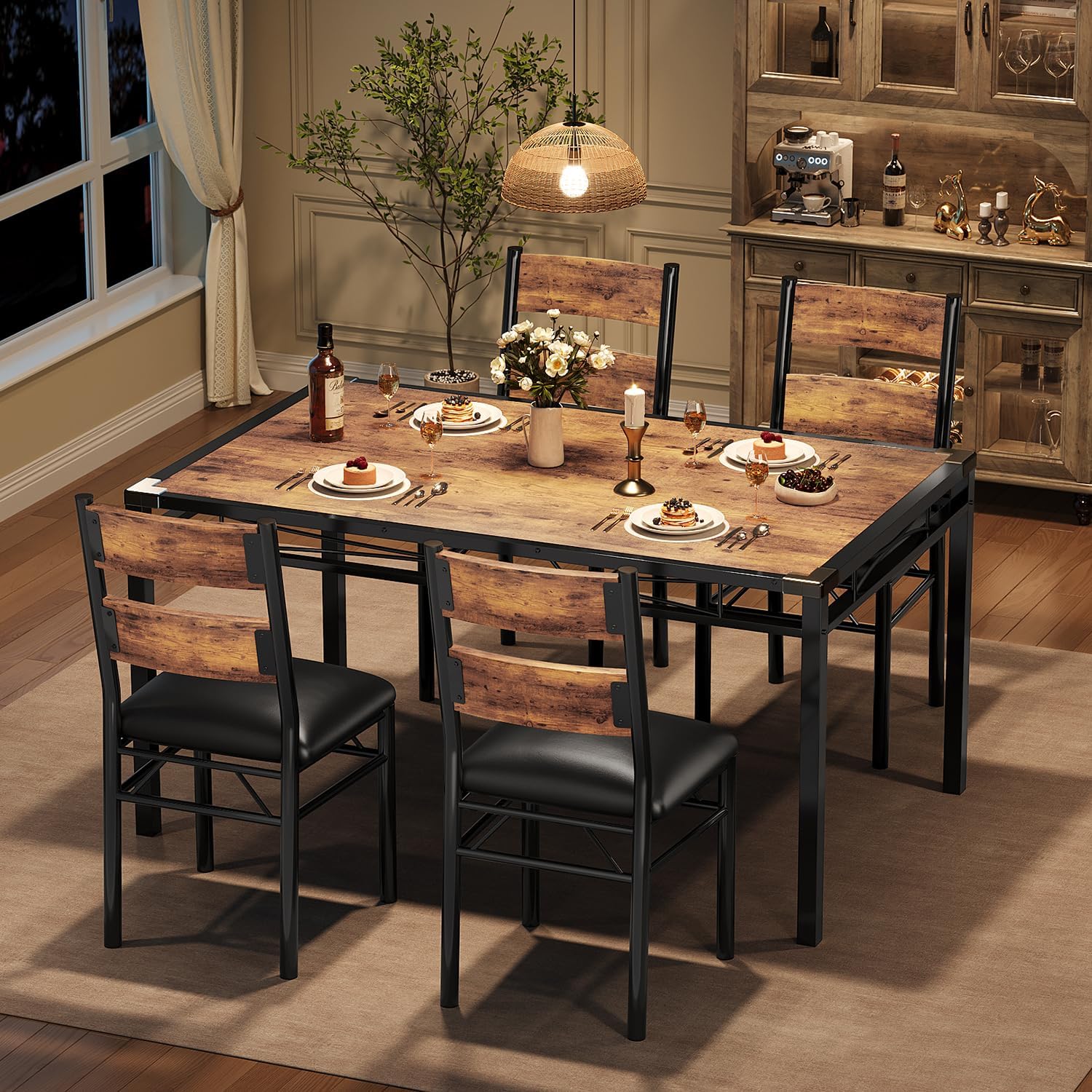 Dining Table Set for 4/2, Dining Room Table Set for 4/2 with Upholstered Chairs, Wood Kitchen Table Chairs Set of 4/2 with Corner Protector for Small Space, Kitchen, Apartment, Dining Table Set for 4/2, Dining Room Table Set for 4/2 with Upholstered Chairs, Wood Kitchen Table Chairs Set of 4/2 with Corner Protector for Small Space, Kitchen, Apartment,