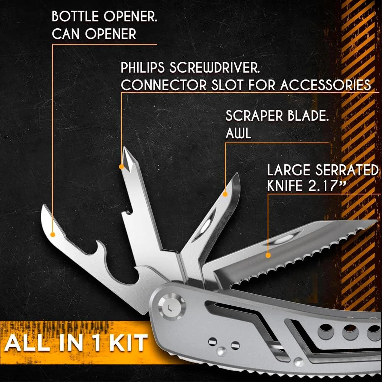 24-In-1 Portable Multifunctional Stainless Steel Folding Pliers, Outdoor Survival Camping Hunting Hiking Screwdriver, Fashion Multi-Purpose Pliers, Multipurpose Tool
