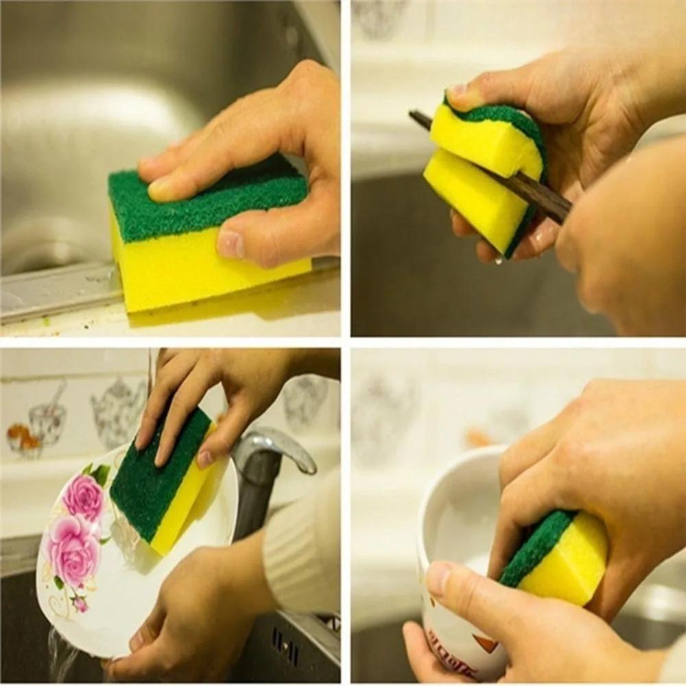 Double-Sided Scrub Sponge: Anti-Mold & Antimicrobial, Dual-Layer for Dishwashing, Kitchen, Bath, Garage, Reusable & Scratch-Free Cleaning Pad, High Density Sponge