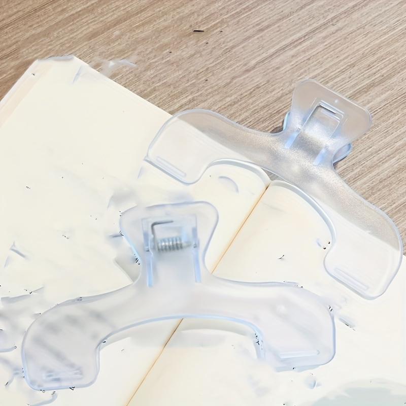 2pcs Students Fix The Book Flip Book Folder with The Cover of The Anti-book Treasure, Premium Plastic Book Clip with Narrow Ruling -Transparent Document Holder for Students, Study Clip for Fine Writing, Multifunctional Stationery, Binder Clip