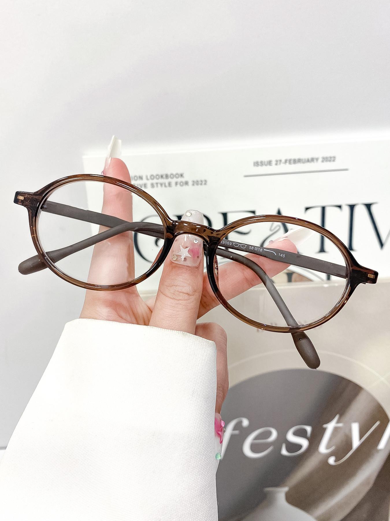 New High-Quality Tr Oval Fashion Glasses, Unisex Trendy Classic Versatile Decorative Eyewear, Perfect for Men and Women